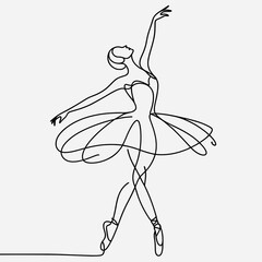 Ballerina dancing minimalist line drawing