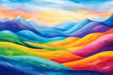 Obraz premium A luxurious backdrop in a Japanese mountain style. Minimalistic landscape with watercolor brushes and texture Wallpaper with abstract art for prints, wall decoration and canvas.