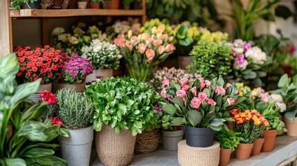 PPP loans helping a local florist restock and redecorate the store to attract more customers Stock Photo with side copy space