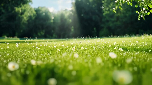 Sunny Meadow with White Flowers