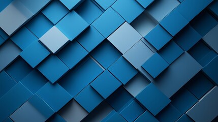 Fototapeta premium Abstract Blue and White Background with St technique, 3D blocks in shades of blue arranged to create an elegant pattern