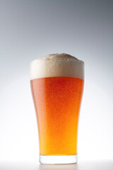 グラスに注いだ冷えた美味しいビール
