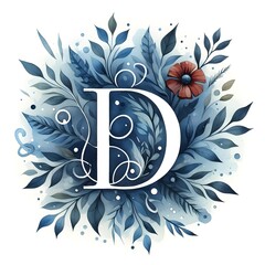 Monogram water color image to depict 'D'	
