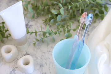 歯ブラシと歯磨き粉　デンタルケアイメージ 