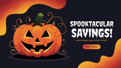 Playful Halloween Pumpkin Illustration Spooktacular Savings Festive Marketing Campaigns Seasonal Promotions