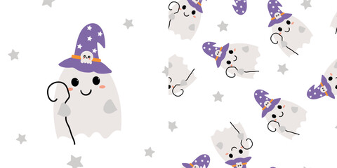 Cute ghost card halloween and pattern cartoon halloween ghost cute wallpaper for fabric print gift wrap paper 