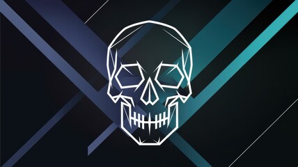 Stylized Geometric Skull Illustration Halloween Day Dead - Modern Vector Art Spooky Season Decorations Party Promotions