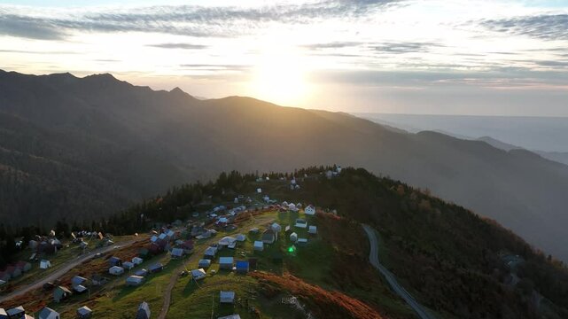 Aerial view of Gomismta village in the Ozurgeti Municipality of Guria, 2024 autumn