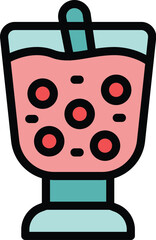 Vector icon of a refreshing boba tea, featuring tapioca pearls and a straw, perfect for beverage and cafe related designs