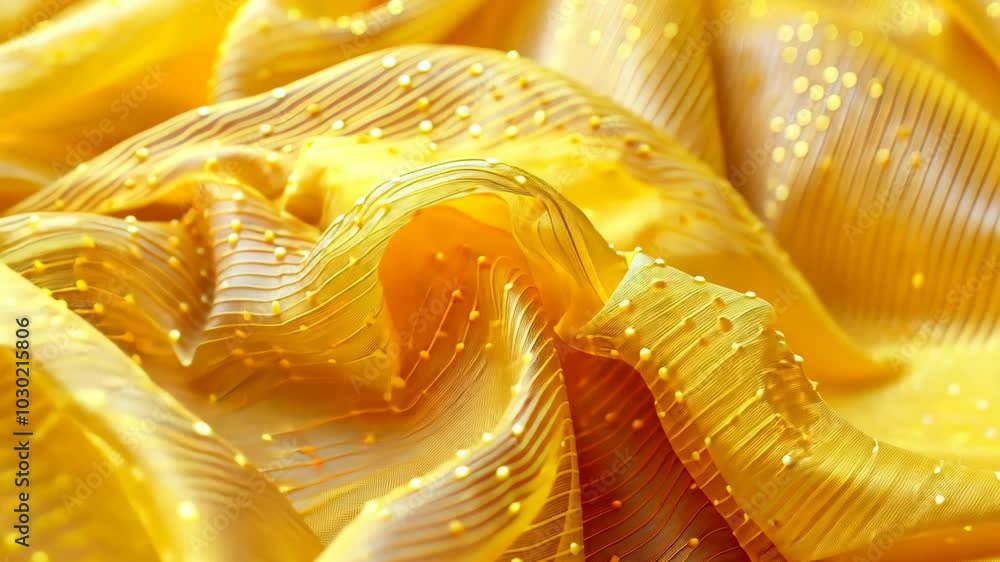 Aufkleber a close-up of yellow fabric with a textured pattern and subtle shimmer