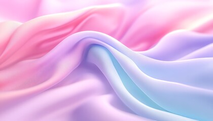 Fototapeta premium Pastel Silk Fabric Background, Soft Waves, Smooth Texture. Gradient Colors Pink, Purple, Blue
