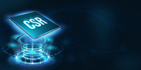 CSR abbreviation, modern technology concept. Business, Technology, Internet and network concept. 3d illustration