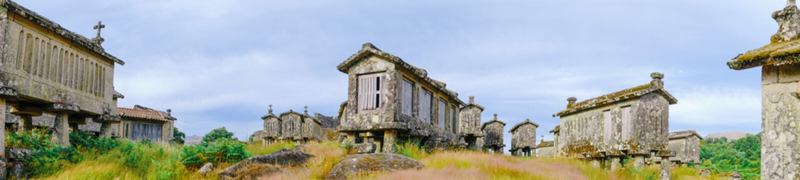 Lindoso typical traditional granaries, town in National Park of Peneda Geres