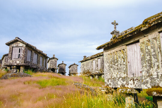 Lindoso Granaries or Espigueiros de Lindoso in Portugal. Peneda Geres National park