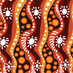 A vector illustration with a background reflecting Aboriginal pattern design