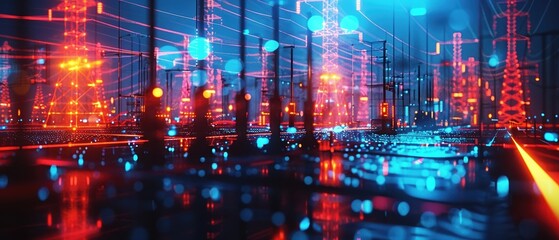 Obraz premium Futuristic Hologram of Energy Grid