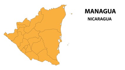 Managua Map is highlighted on the Nicaragua map with detailed state and region outlines.