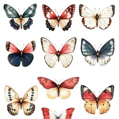 Butterfly Symphony: Watercolor Artwork of Butterflies in a Seamless Pattern