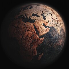 A cracked Earth symbolizing global warming and environmental change challenges. Generative AI