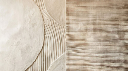 Beige wall with a pattern of lines and curves, white and brown colors, beige tone, minimalist abstract background