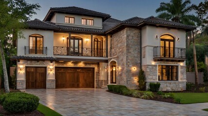 Fototapeta premium Front view of a luxury home exterior