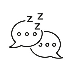 Speech Bubbles With ZZZ Line Icon. Sleepy Conversation Outline Symbol. Tired Communication. Editable Stroke. Isolated Vector Illustration
