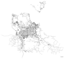 Fototapeta premium Townsville city map with roads and streets, Australia. Vector outline illustration.