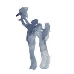 Silhouette of people. man, woman, child. a family. isolated. watercolor illustration