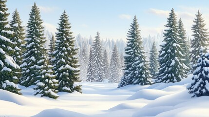 Snow Crowned Giants, Evergreen trees