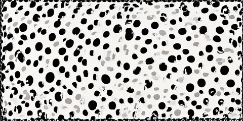 A black and white patterned background with white dots