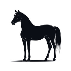 black silhouette of elegant horse isolated vector illustration