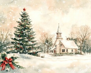 Vintage Watercolor Winter Wonderland - Festive Holiday Ornaments in Elegant Style