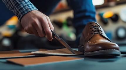 Shoemaker Cutting Leather