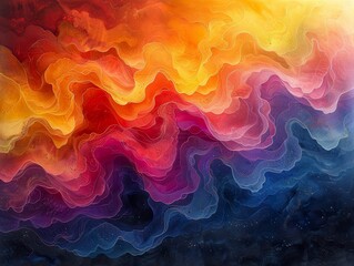 Obraz premium Abstract Colorful Swirling Waves - Digital Art