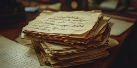 Stack of old, handwritten papers.