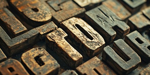 Wooden letterpress printing blocks.