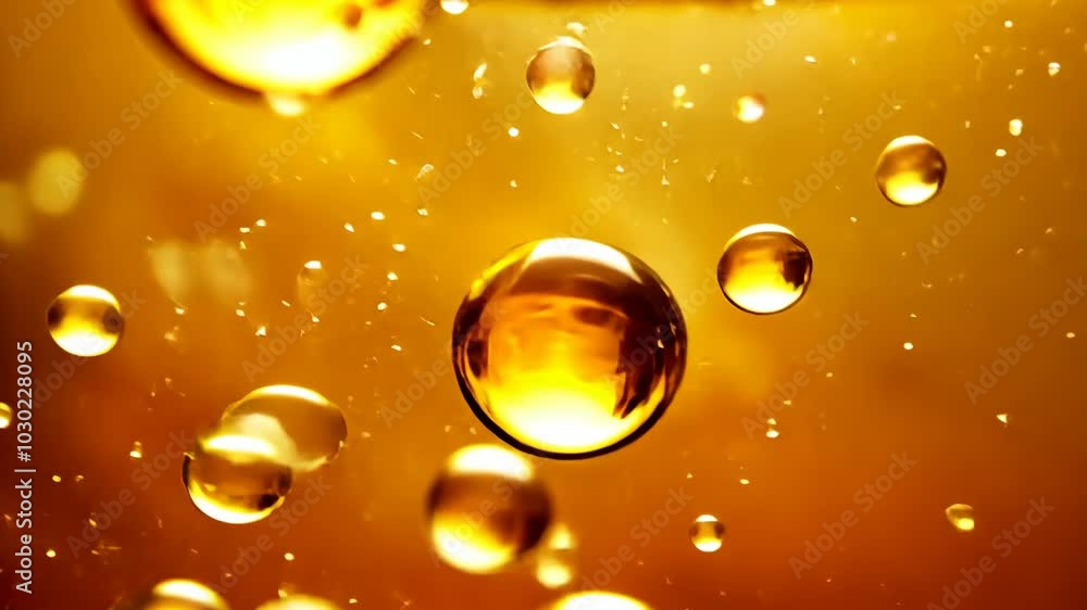 Aufkleber golden oil bubbles float in a liquid, creating a mesmerizing abstract design