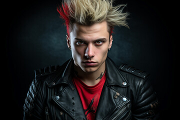 Obraz premium Brutal metal music lover rocker band member diversity age, cool punk style, Generative AI photo