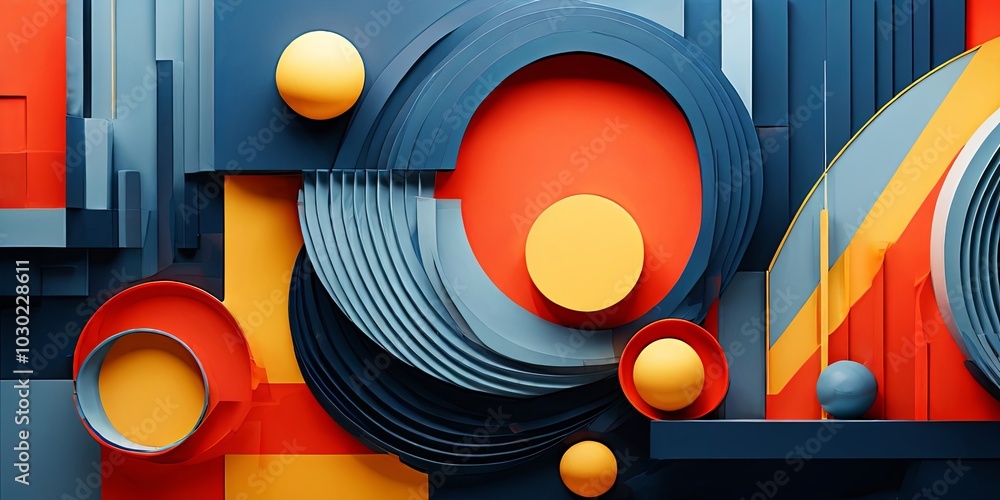 Poster a colorful abstract painting with a yellow circle in the middle