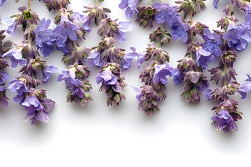 Purple Floral Elegance: Fresh Lavender Sprigs on White Background for Aromatherapy and Home Decor
