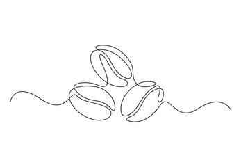 Linear coffee grain background one continuous line drawing of a coffee beans vector illustration