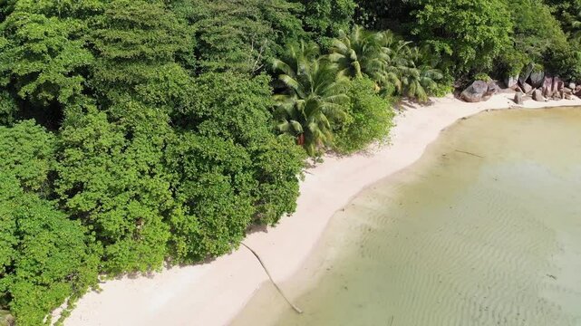 Baie Ternay Beach, Island Mahe, Republic of Seychelles, Africa.   
Aerial view of the Baie Ternay Beach, Island Mahe, Seychelles.