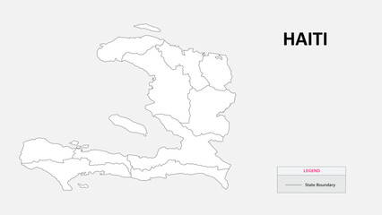 Haiti Map. State map of Haiti. Administrative map of Haiti with states names in outline.