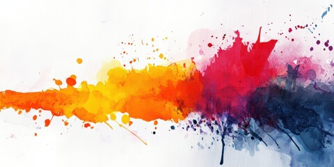 Abstract watercolor painting with yellow, red, and blue.