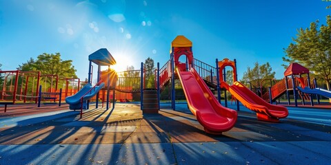 Outdoor children's playground with slides