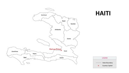 Haiti Map. State and district map of Haiti. Administrative map of Haiti with states and boundaries...