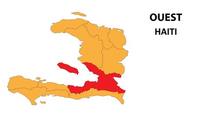 Ouest Map is highlighted on the Haiti map with detailed state and region outlines.