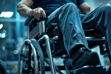 Obraz premium Portrait of an patient physical exercises in a rehabilitation center generative AI technology