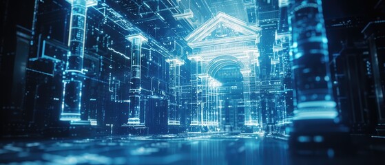 Futuristic Holographic Blueprint Design