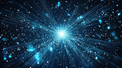 Cosmic burst of glowing stars and energy lines in a vibrant galactic space scene